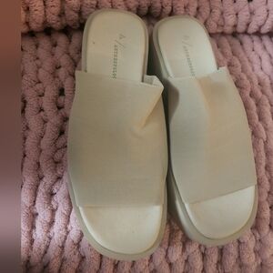 Anthropologie Cream Women's Slide Sandals